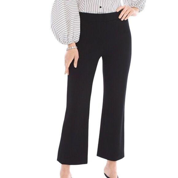 Black Label By Chicos Kick Flare Crop Pant Women Large 12 Black Workwear - Picture 9 of 10